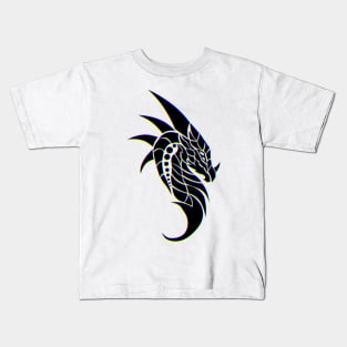 Black dragon tattoo (Glitch, CMYK) Kids T-Shirt